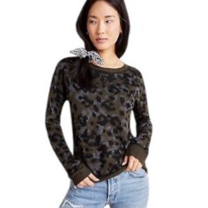 ANTHROPOLOGIE Women’s Ethan Camo Print Long Sleeve Pullover Knit Sweater Size XS